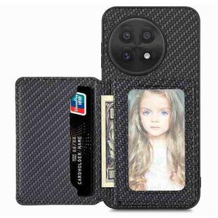 For OnePlus 13 Carbon Fiber Magnetic Card Bag Phone Case(Black)