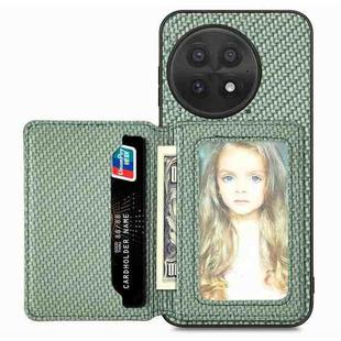 For OnePlus 13 Carbon Fiber Magnetic Card Bag Phone Case(Green)