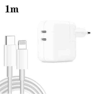 35W PD3.0 USB-C / Type-C Dual Port Charger with 1m Type-C to 8 Pin Data Cable, EU Plug