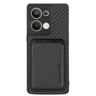 For OPPO Reno9 Pro+ Carbon Fiber Leather Card Magsafe Phone Case(Black)