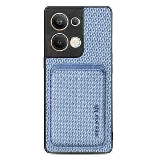 For OPPO Reno9 Carbon Fiber Leather Card Magsafe Phone Case(Blue)