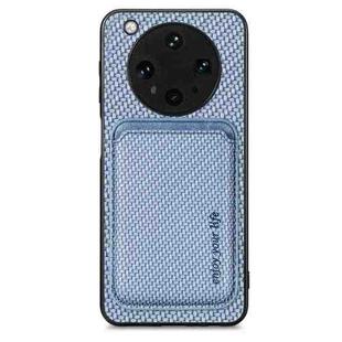 For OPPO Find X8 Ultra Carbon Fiber Leather Card Magsafe Magnetic Phone Case(Blue)