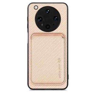 For OPPO Find X8 Ultra Carbon Fiber Leather Card Magsafe Magnetic Phone Case(Khaki)