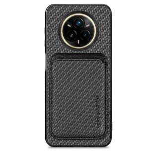 For Realme 14 Pro Carbon Fiber Leather Card Magsafe Phone Case(Black)