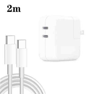 35W PD3.0 USB-C / Type-C Dual Port Charger with 2m Type-C to Type-C Data Cable, US Plug