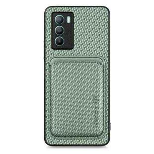 For vivo T1 Carbon Fiber Leather Card Magsafe Phone Case(Green)