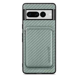 For Google Pixel 7 Pro Carbon Fiber Leather Card Magsafe Phone Case(Green)