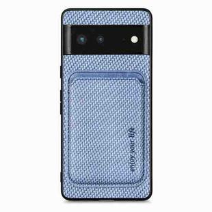 For Google Pixel 6 Carbon Fiber Leather Card Magsafe Phone Case(Blue)