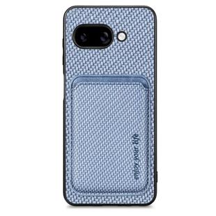 For Google Pixel 9a Carbon Fiber Leather Card Magsafe Phone Case(Blue)