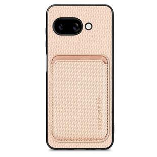 For Google Pixel 9a Carbon Fiber Leather Card Magsafe Phone Case(Khaki)