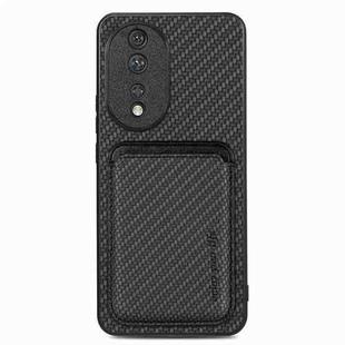 For Honor 80 Carbon Fiber Leather Card Magsafe Phone Case(Black)