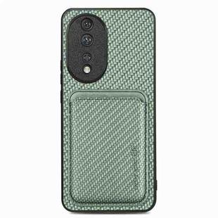 For Honor 80 Carbon Fiber Leather Card Magsafe Phone Case(Green)