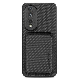 For Honor 80 Pro Carbon Fiber Leather Card Magsafe Phone Case(Black)