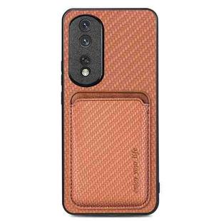 For Honor 80 Pro Carbon Fiber Leather Card Magsafe Phone Case(Brown)