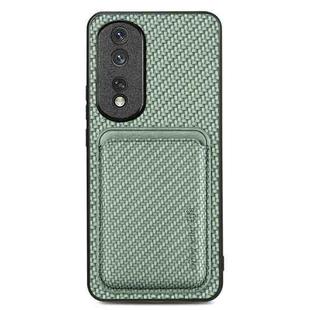 For Honor 80 Pro Carbon Fiber Leather Card Magsafe Phone Case(Green)