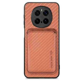 For Honor Magic 7 Pro Carbon Fiber Leather Card Magsafe Phone Case(Brown)