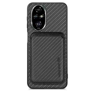 For Honor 200 Pro Carbon Fiber Leather Card Magsafe Phone Case(Black)