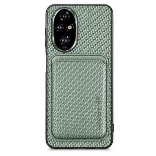 For Honor 200 Pro Carbon Fiber Leather Card Magsafe Phone Case(Green)