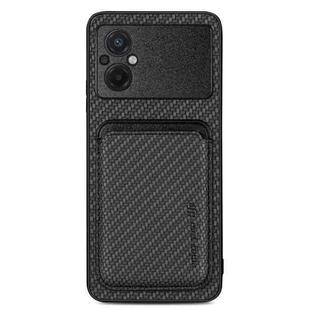 For Xiaomi Poco M5 4G Carbon Fiber Leather Card Magnetic Phone Case(Black)