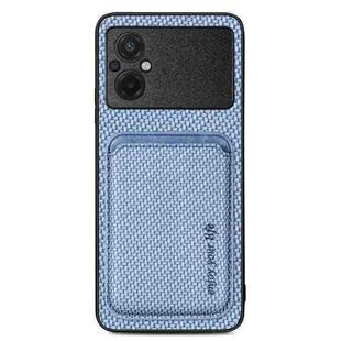 For Xiaomi POCO M5 4G Carbon Fiber Leather Card Magsafe Phone Case(Blue)