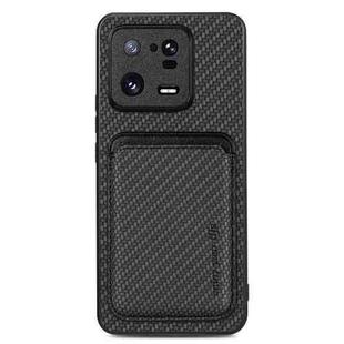 For Xiaomi 13 Pro Carbon Fiber Leather Card Magnetic Phone Case(Black)