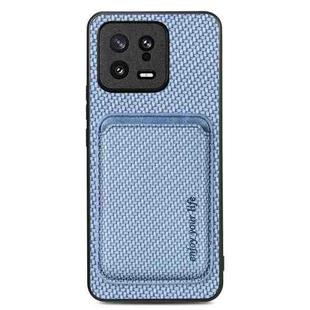 For Xiaomi 13 Carbon Fiber Leather Card Magnetic Phone Case(Blue)