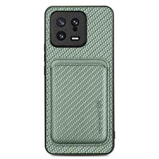 For Xiaomi 13 Carbon Fiber Leather Card Magsafe Phone Case(Green)