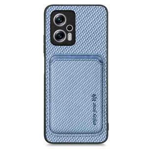 For Xiaomi Redmi Note 11T Pro 5G Carbon Fiber Leather Card Magnetic Phone Case(Blue)