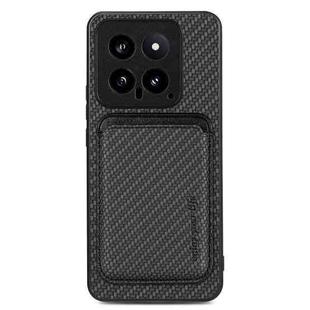 For Xiaomi 14 Carbon Fiber Leather Card Magnetic Phone Case(Black)