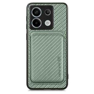 For Xiaomi Redmi Note 13 4G Carbon Fiber Leather Card Magnetic Phone Case(Green)