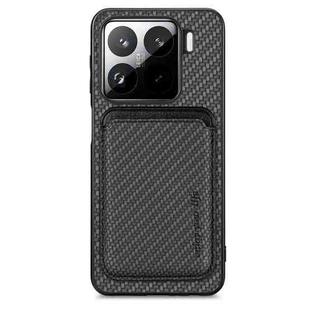 For Xiaomi 15 Carbon Fiber Leather Card Magnetic Phone Case(Black)