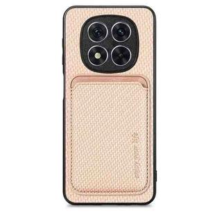 For Xiaomi Redmi Note 14 Pro+ 5G Carbon Fiber Leather Card Magnetic Phone Case(Khaki)