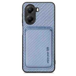 For Xiaomi Poco X7 Pro Carbon Fiber Leather Card Magnetic Phone Case(Blue)