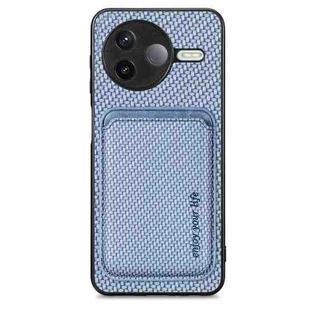 For Redmi K80 / Poco F7 Pro Carbon Fiber Leather Card Magnetic Phone Case(Blue)