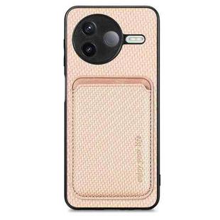 For Redmi K80 / Poco F7 Pro Carbon Fiber Leather Card Magnetic Phone Case(Khaki)