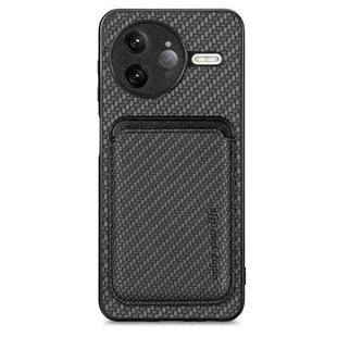 For Redmi K80 Pro / Poco F7 Ultra Carbon Fiber Leather Card Magnetic Phone Case(Black)