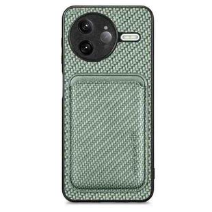 For Redmi K80 Pro / Poco F7 Ultra Carbon Fiber Leather Card Magnetic Phone Case(Green)