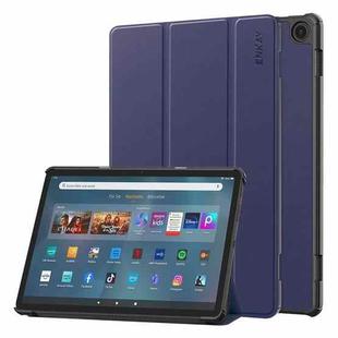 For Amazon Fire Max 11 ENKAY Tri-fold Custer Texture Leather Smart Tablet Case(Dark Blue)