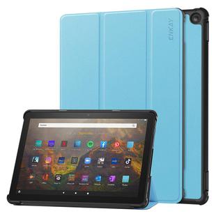 For Amazon Fire HD 10 2023 ENKAY ENKAY Tri-fold Custer Texture Leather Smart Tablet Case(Light Blue)