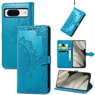 For Google Pixel 8 Mandala Flower Embossed Leather Phone Case(Blue)