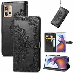 For Motorola Moto Edge 30 Fusion Mandala Flower Embossed Leather Phone Case(Black)