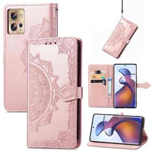 For Motorola Moto Edge 30 Fusion Mandala Flower Embossed Leather Phone Case(Rose Gold)
