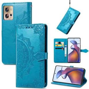 For Motorola Moto Edge 30 Fusion Mandala Flower Embossed Leather Phone Case(Blue)