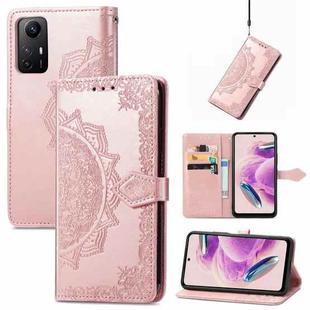 For Xiaomi Redmi Note 12S Mandala Flower Embossed Leather Phone Case(Rose Gold)