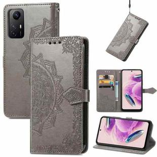 For Xiaomi Redmi Note 12S Mandala Flower Embossed Leather Phone Case(Gray)