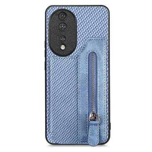 For Honor 80 Carbon Fiber Horizontal Flip Zipper Wallet Phone Case(Blue)