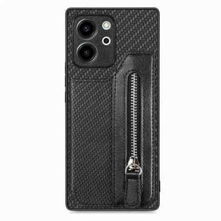 For Honor 80 SE Carbon Fiber Horizontal Flip Zipper Wallet Phone Case(Black)