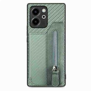 For Honor 80 SE Carbon Fiber Horizontal Flip Zipper Wallet Phone Case(Green)