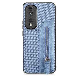 For Honor 80 Pro Carbon Fiber Horizontal Flip Zipper Wallet Phone Case(Blue)