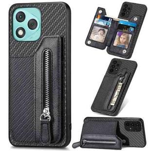 For Honor 400 Lite Global Carbon Fiber Horizontal Flip Zipper Wallet Phone Case(Black)